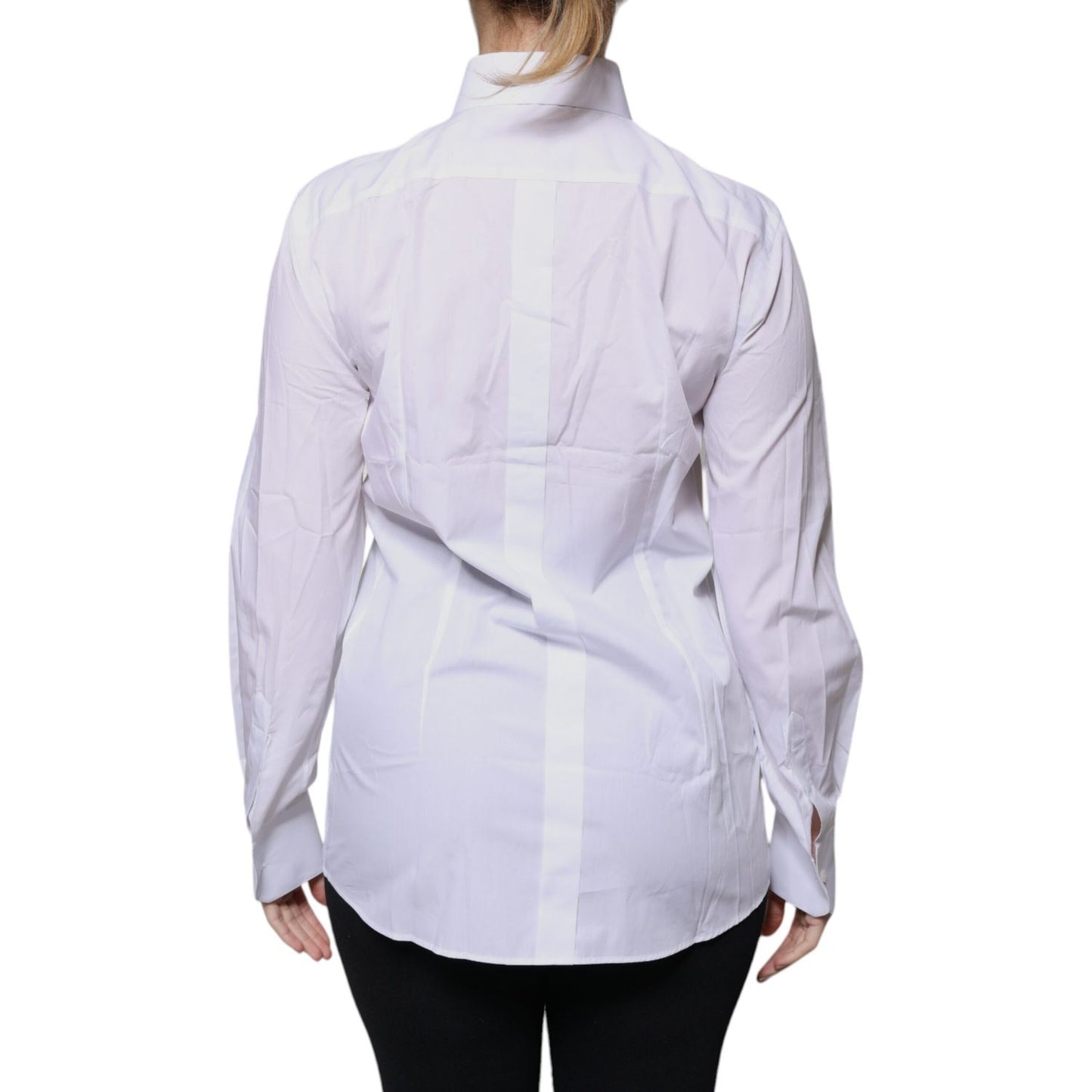 Dolce & Gabbana White Cotton Collared Long Sleeves Shirt Top
