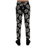 Dolce & Gabbana White Black Leaf Cotton Stretch Slim Pants PAN60812-6
