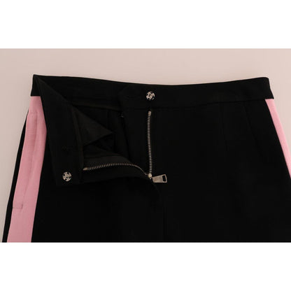 Dolce & Gabbana Black Stretch Pink Stripes Capri Pants Jeans & Pants
