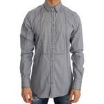 Dolce & Gabbana Elegant Gray Checkered Slim Fit Casual Shirt Dolce & Gabbana Slate Gray