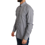 Dolce & Gabbana Elegant Gray Checkered Slim Fit Casual Shirt Dolce & Gabbana Dim Gray