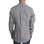 Dolce & Gabbana Elegant Gray Checkered Slim Fit Casual Shirt Dolce & Gabbana Light Slate Gray