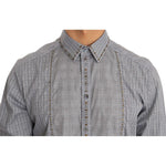 Dolce & Gabbana Elegant Gray Checkered Slim Fit Casual Shirt Dolce & Gabbana Light Slate Gray