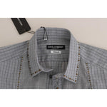 Dolce & Gabbana Elegant Gray Checkered Slim Fit Casual Shirt Dolce & Gabbana Slate Gray