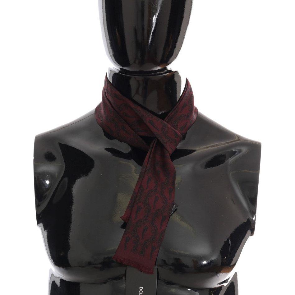 وشاح رجالي من دولتشي آند غابانا من الحرير بطبعة التاج البورجوني والفلفل الحار