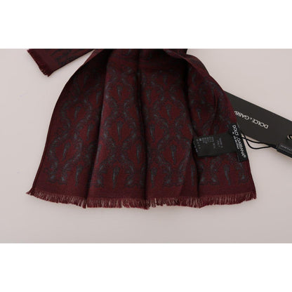 Dolce & Gabbana Bordeaux Silk Crown Chili Scarf Silk Scarves