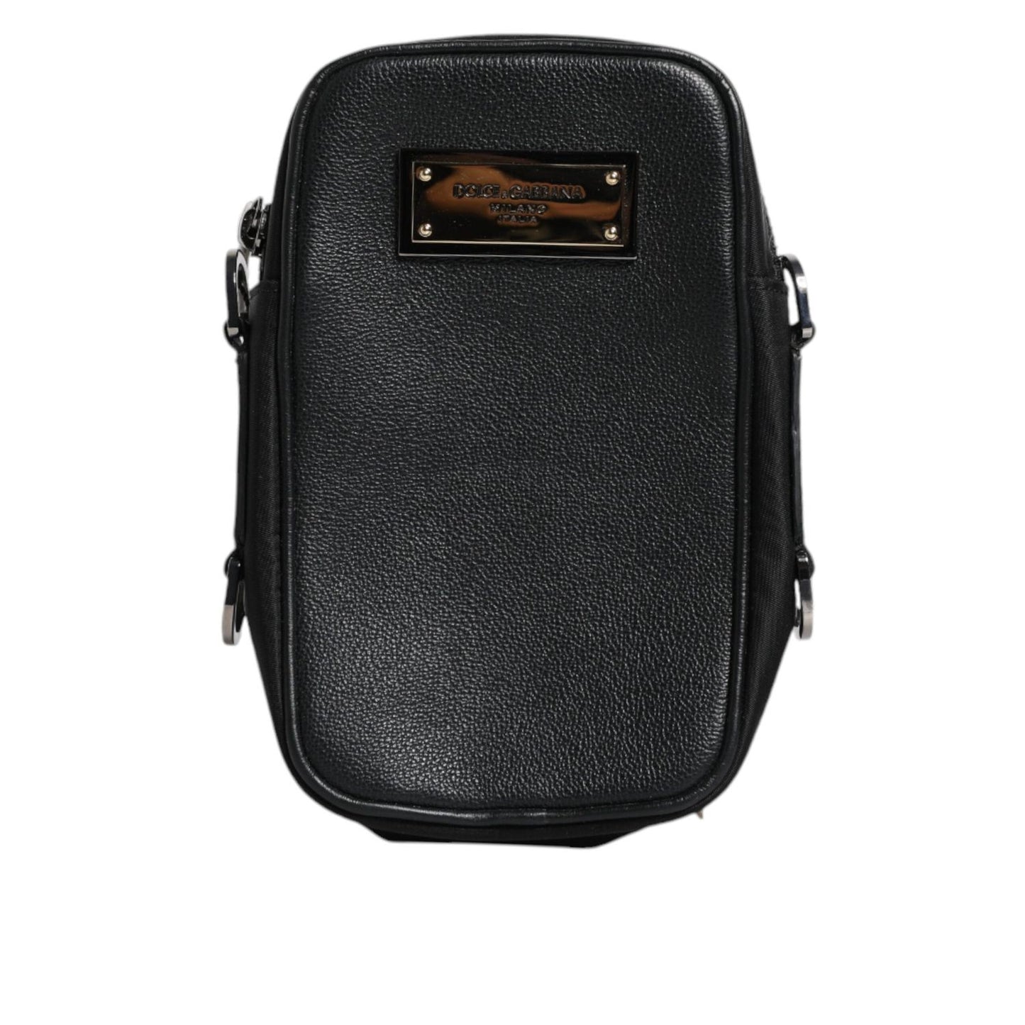 Dolce & Gabbana Black Grain Leather Logo Plaque Clutch Bag BAG4170