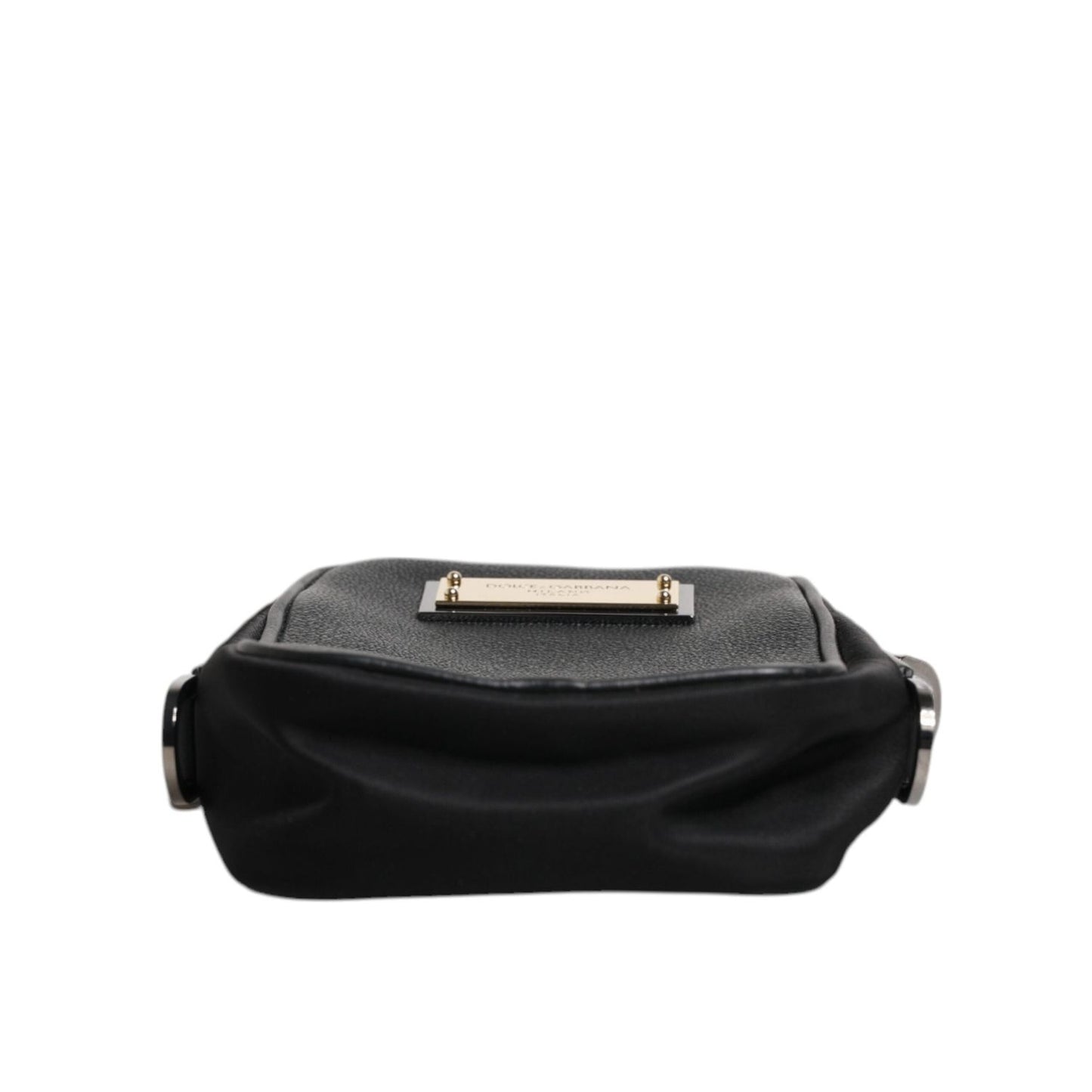 Dolce & Gabbana Black Grain Leather Logo Plaque Clutch Bag BAG4170