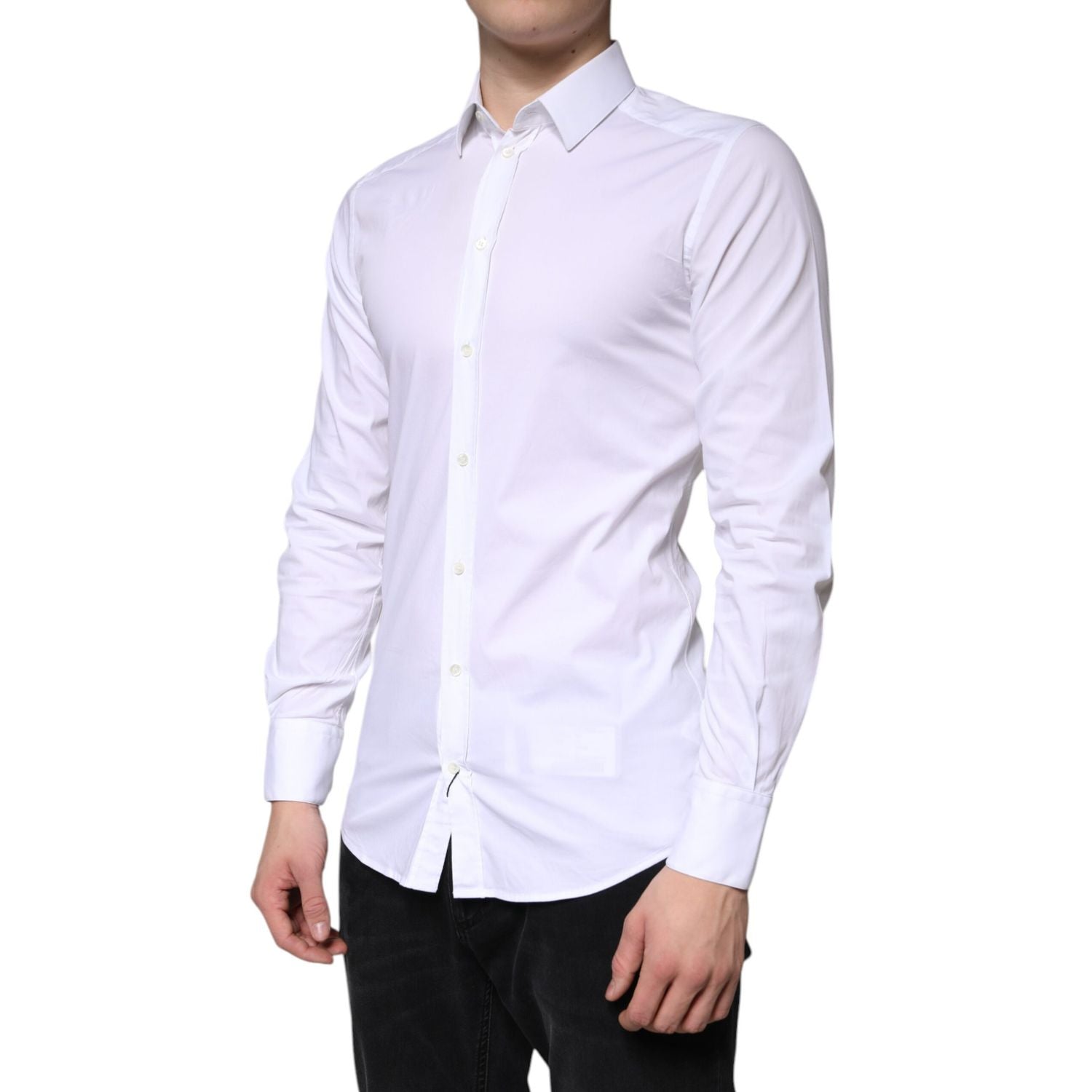 Dolce & Gabbana White Cotton Formal Men GOLD Dress Shirt