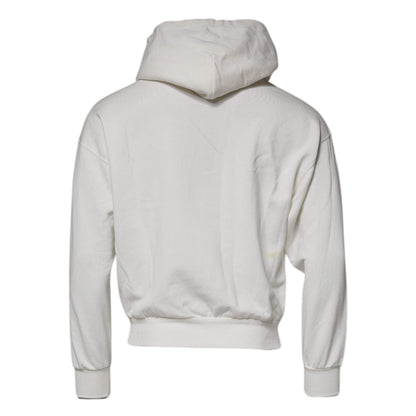 Dolce & Gabbana White Logo Hooded Pullover Men Sweatshirt Sweater
