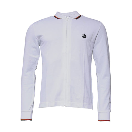 Dolce & Gabbana White Crown Men Full Zip Sweatshirt Sweater