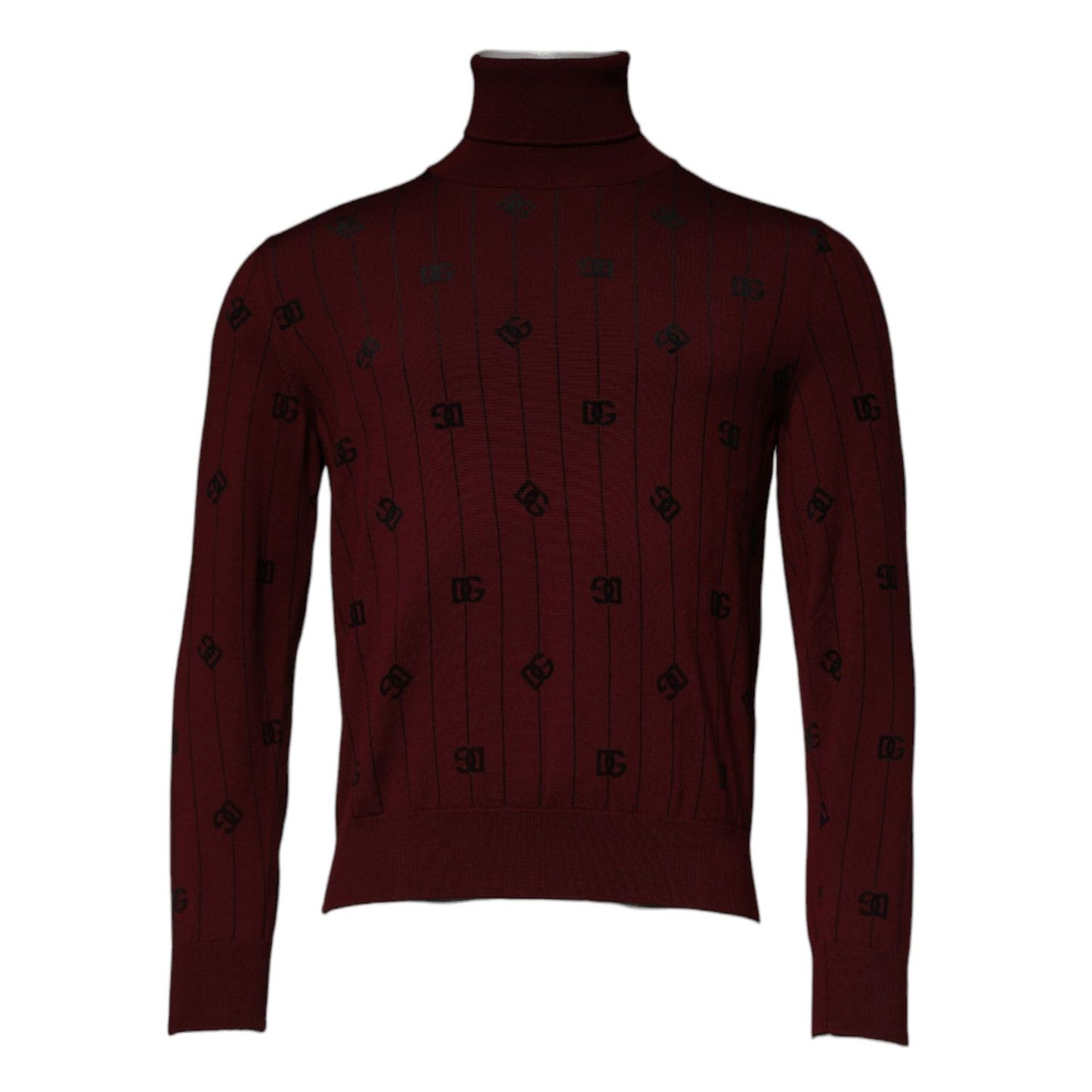 Dolce & Gabbana Maroon Monogram Turtleneck Pullover Sweater