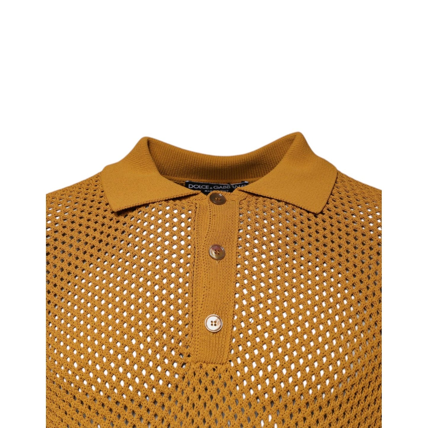 Dolce & Gabbana Brown Perforated Collared Short Sleeves T-shirt