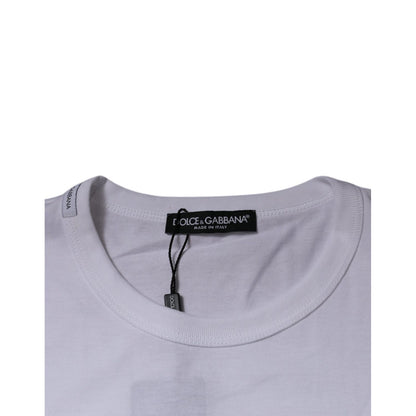 Dolce & Gabbana White Panda King Cotton Crew Neck T-shirt