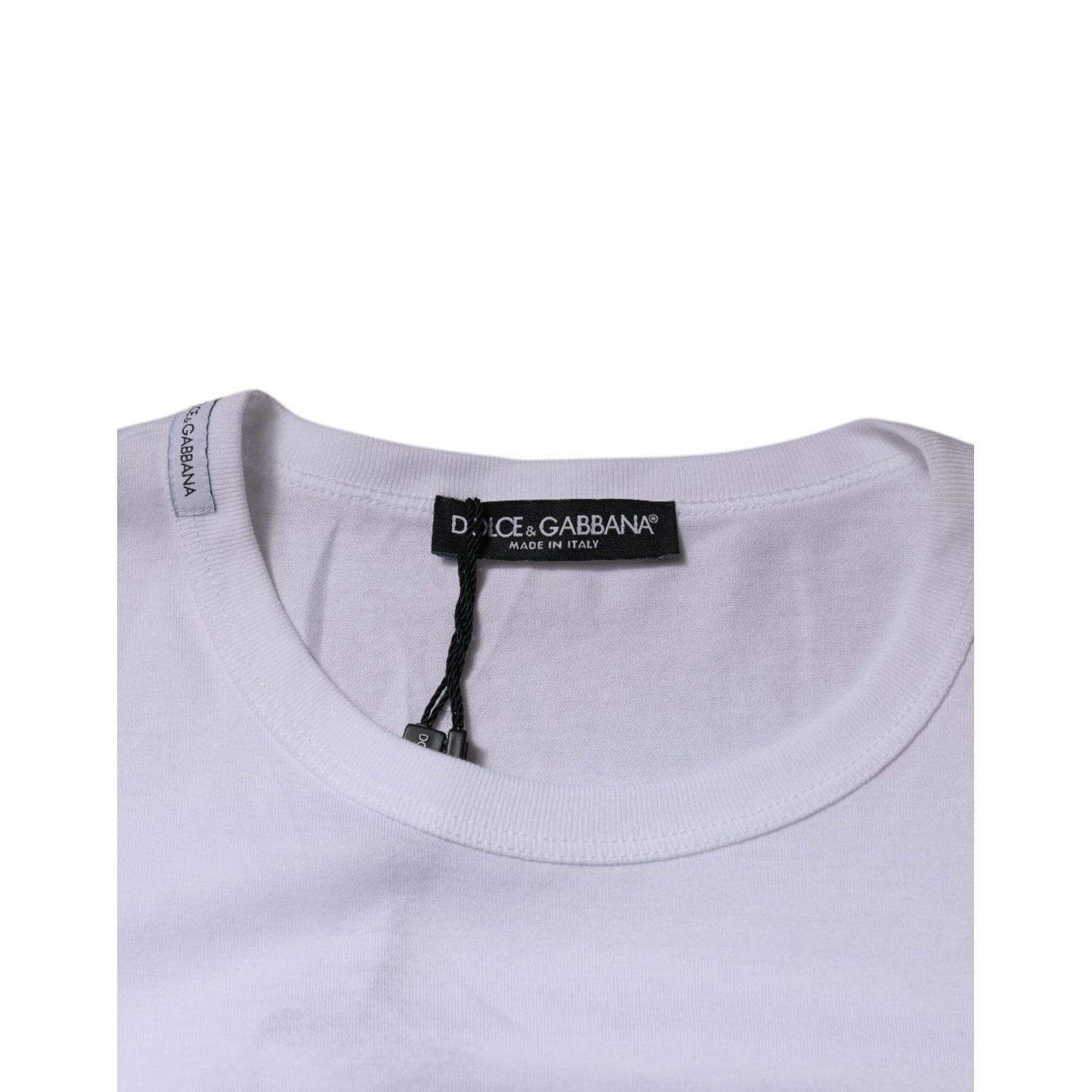 Dolce & Gabbana White Panda King Cotton Crew Neck T-shirt