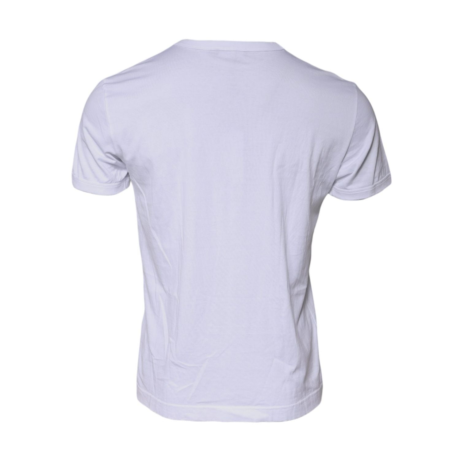 Dolce & Gabbana White Cotton Logo Crew Neck Short Sleeves T-shirt