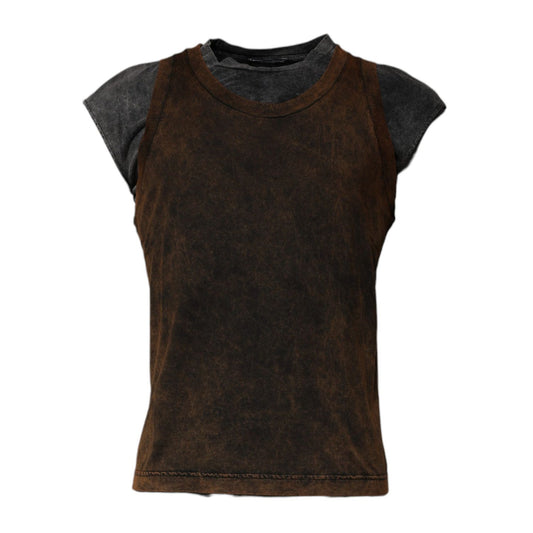 Dolce & Gabbana Brown Cotton Round Neck Sleeveless T-shirt TSH87482-52