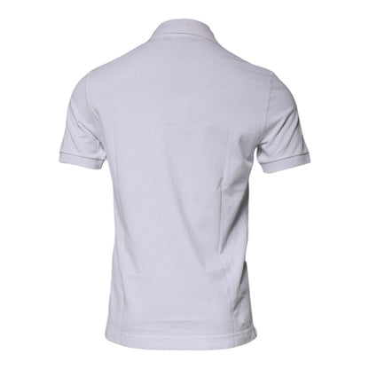 Dolce & Gabbana White Cotton Logo Plaque Collared Polo T-shirt