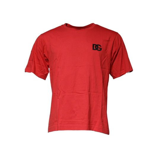 Dolce & Gabbana Red DG Logo Cotton Crew Neck T-shirt TSH87495-44