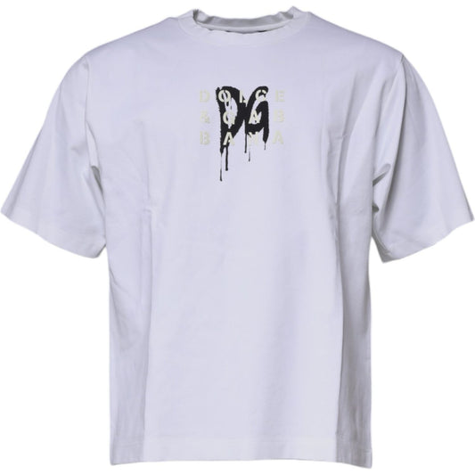Dolce & Gabbana White DG Logo Cotton Crew Neck T-shirt