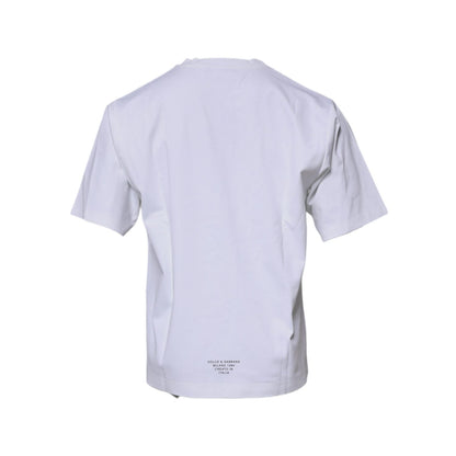 Dolce & Gabbana White DG Logo Cotton Crew Neck T-shirt