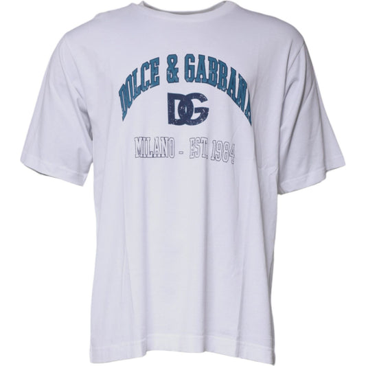 Dolce & Gabbana White DG Milano Cotton Crew Neck T-shirt