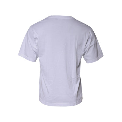 Dolce & Gabbana White Graphic Print Cotton Crew Neck T-shirt