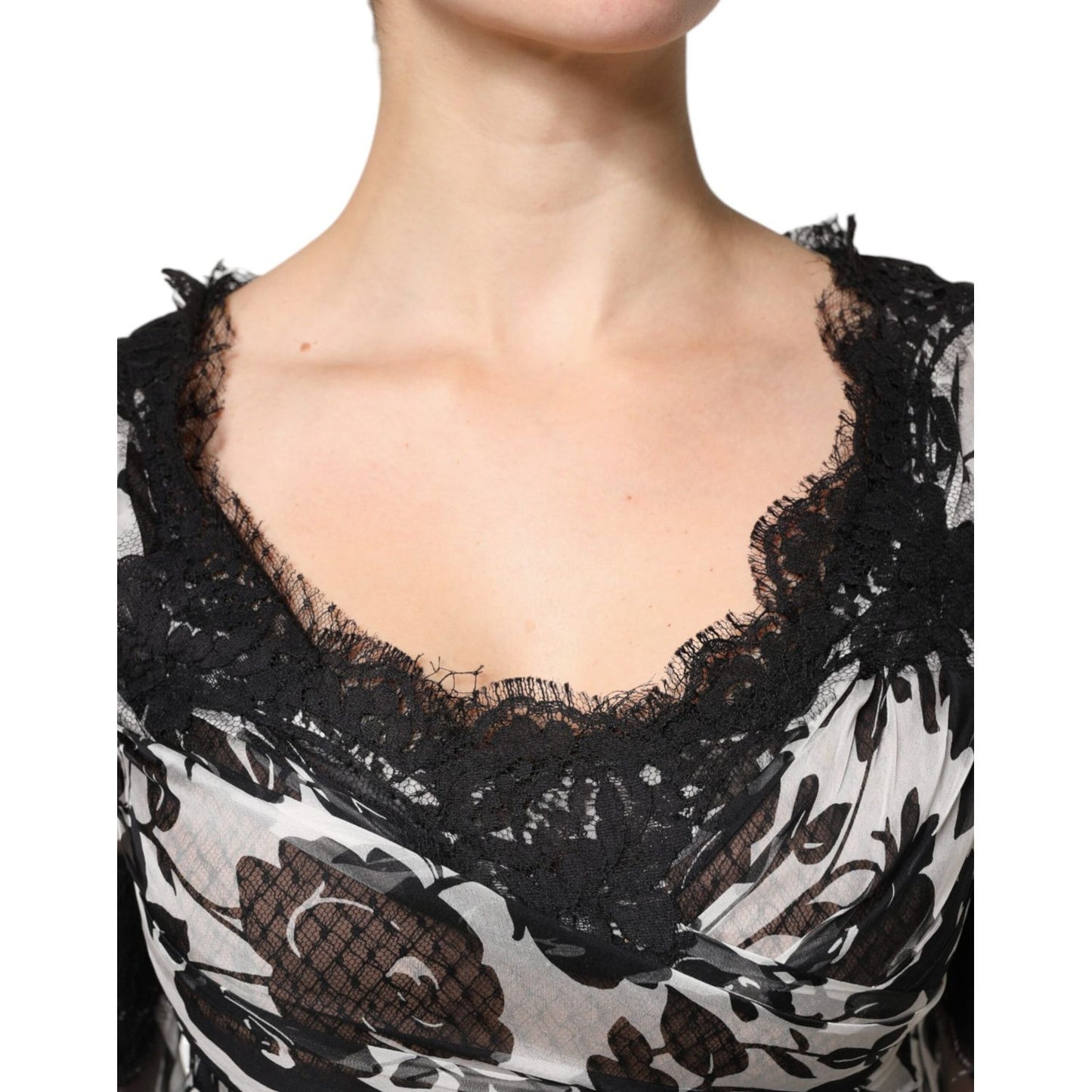 Dolce & Gabbana Black Silk Floral Lace Ricamo Ball Maxi Dress