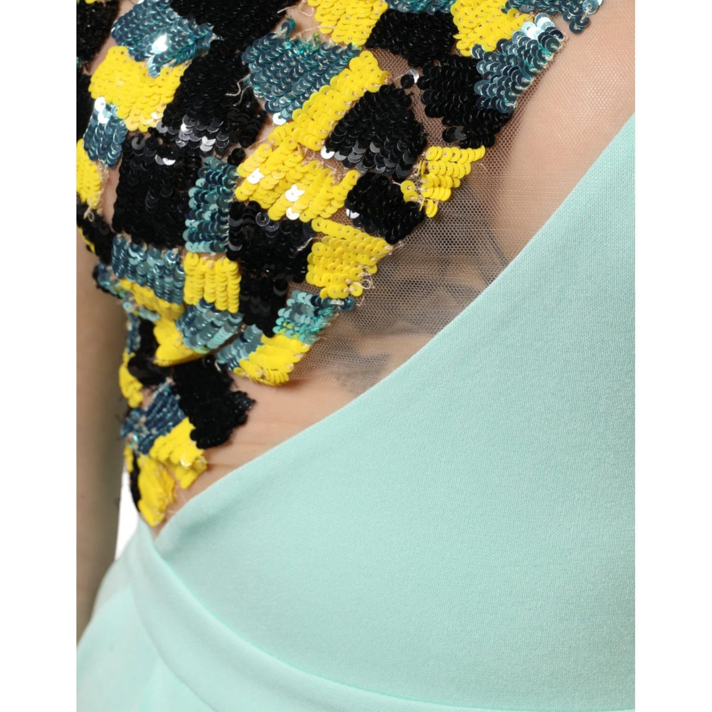 Elisabetta Franchi Mint Green One Shoulder Long Jumpsuit Dress