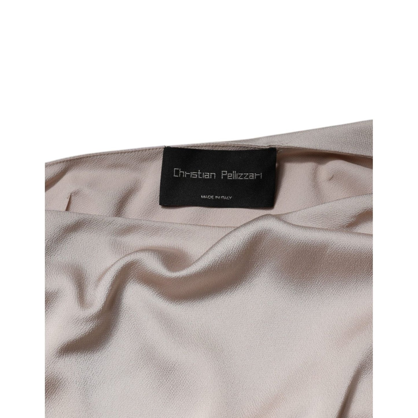 Christian Pellizzari Beige One Shoulder Asymmetric Drape Dress DR281425-40