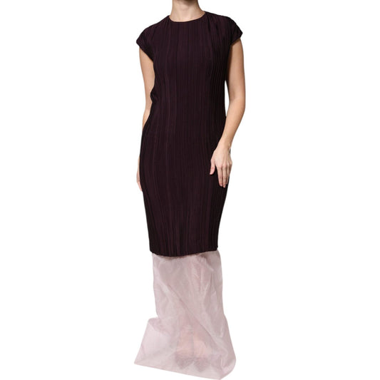 Barbara Casasola Brown Silk Short Sleeves Sheath Maxi Dress