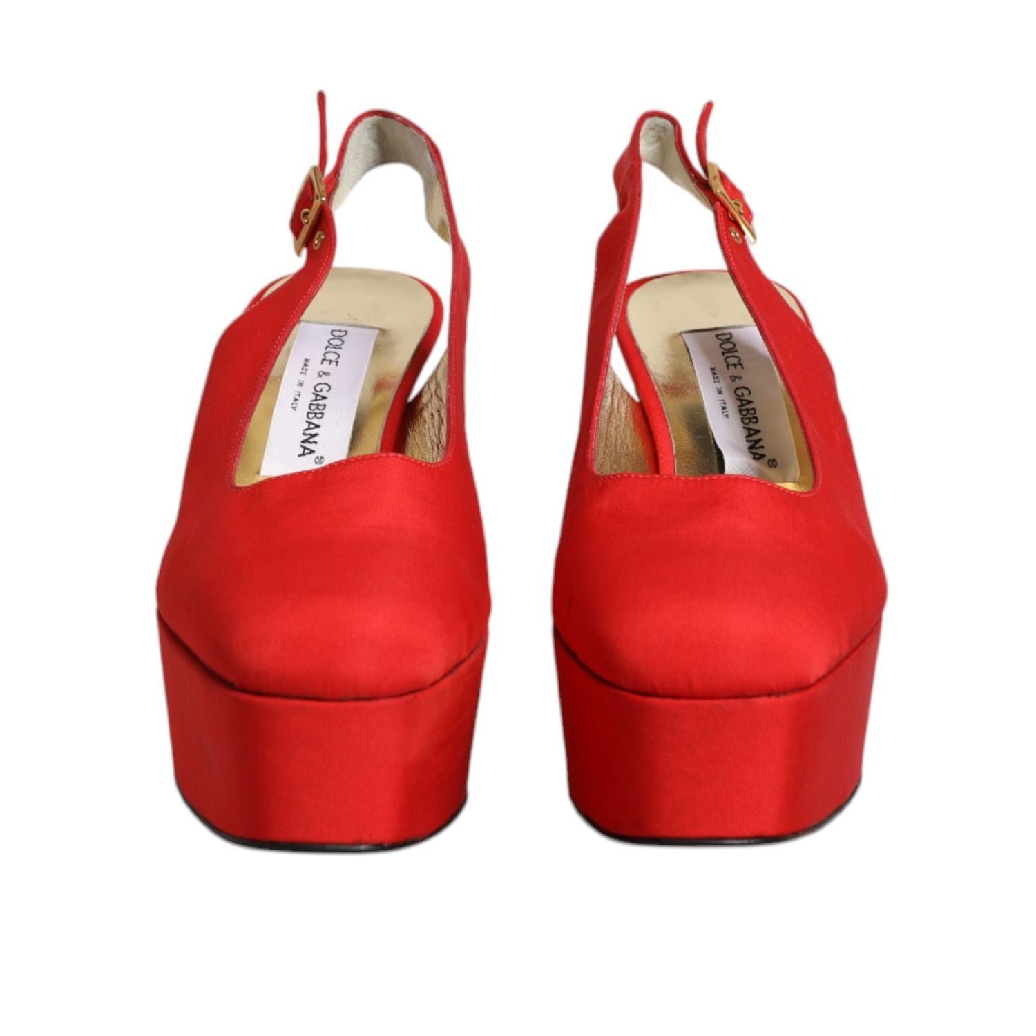 Dolce & Gabbana Red Platform Slingback Heels Sandals Shoes