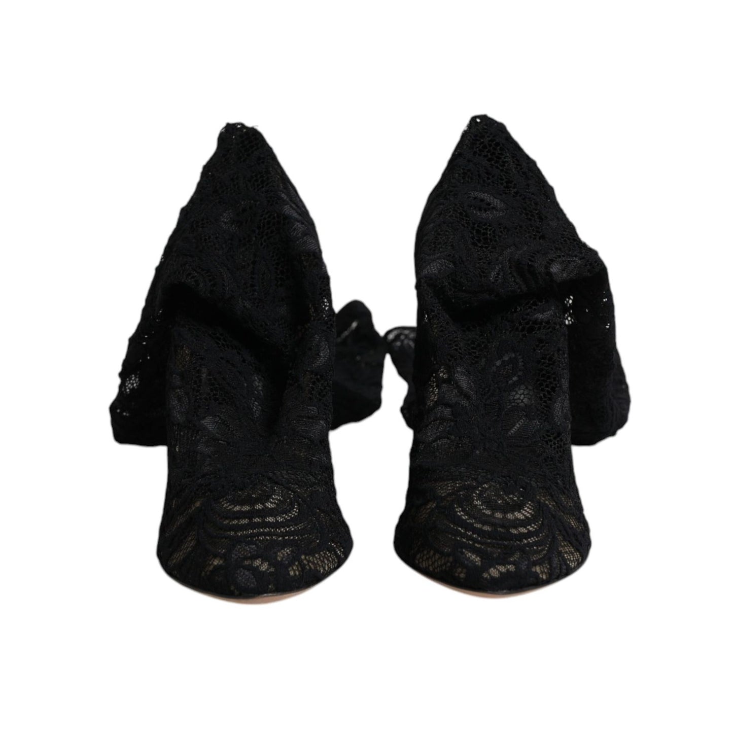 Dolce & Gabbana Black Stretch Socks Taormina Lace Boots Shoes