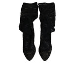 Dolce & Gabbana Black Stretch Socks Taormina Lace Boots Shoes