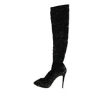 Dolce & Gabbana Black Stretch Socks Taormina Lace Boots Shoes