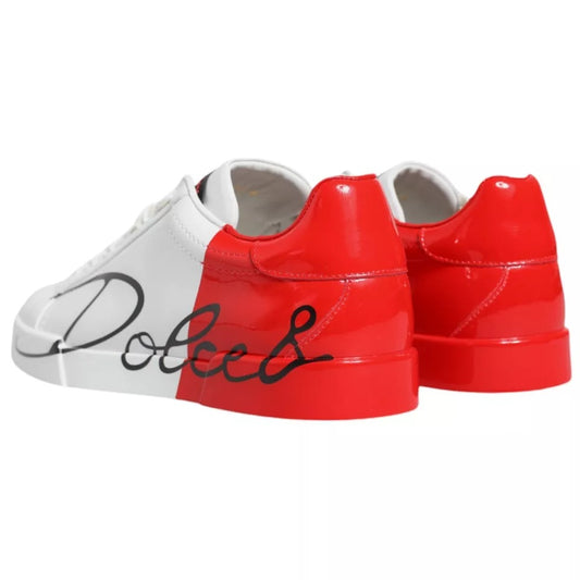 Dolce & Gabbana White Red Portofino Low Top Sneakers Shoes MV2110-39