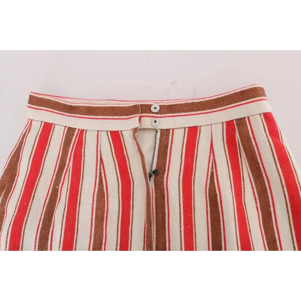 Dolce & Gabbana Multicolor Portofino Stripes Cotton Midi Skirt