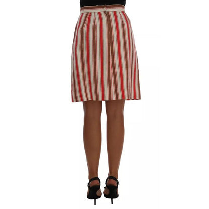 Dolce & Gabbana Multicolor Portofino Stripes Cotton Midi Skirt