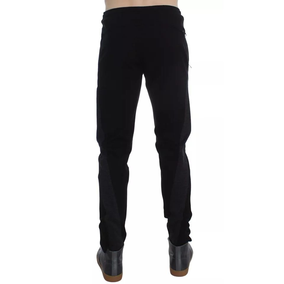 Dolce & Gabbana Black Gray Wool Casual Trousers Stripe Pants