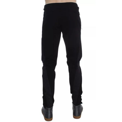Dolce & Gabbana Black Gray Wool Casual Trousers Stripe Pants