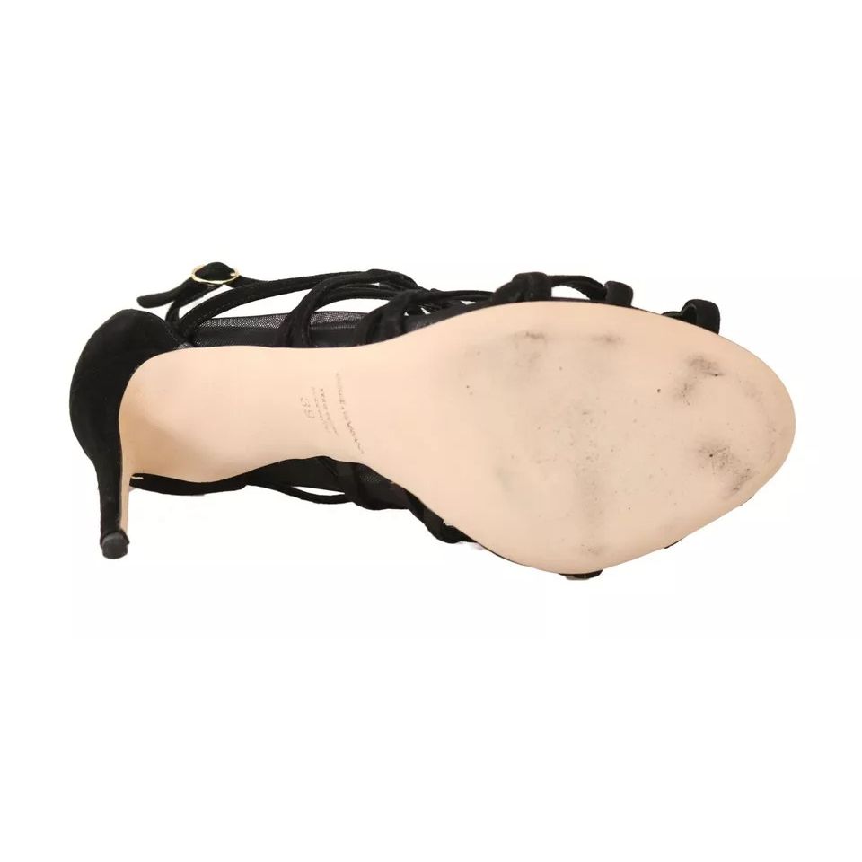 Dolce & Gabbana Black Suede Stilettos Booties Socks Shoes