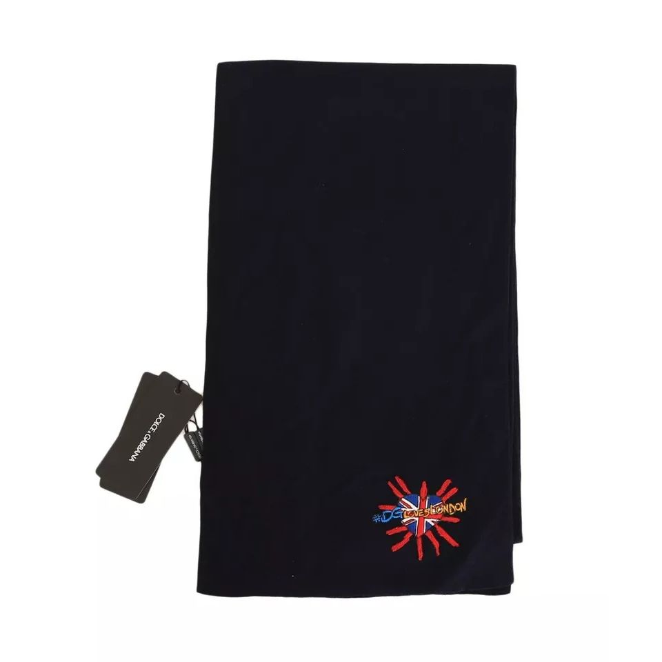 Dolce & Gabbana Blue Wool #DGLovesLondon Shawl Scarf
