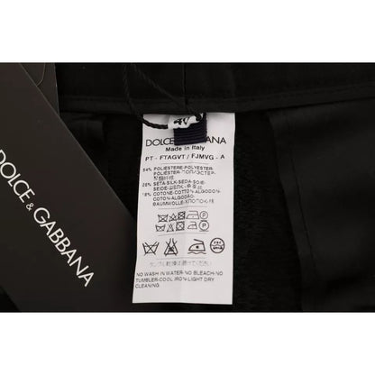 Dolce & Gabbana Black Floral Brocade High Waist Pants