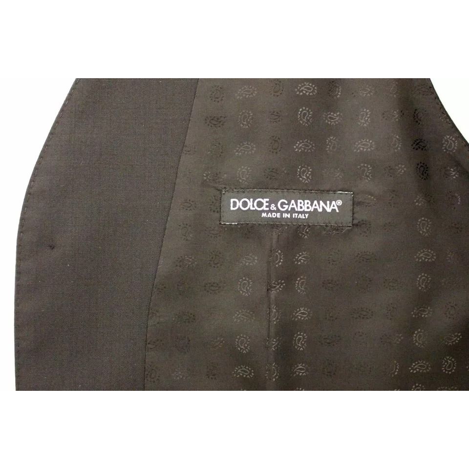 Dolce & Gabbana Black Wool Silk Dress Gilet Jacket Vest