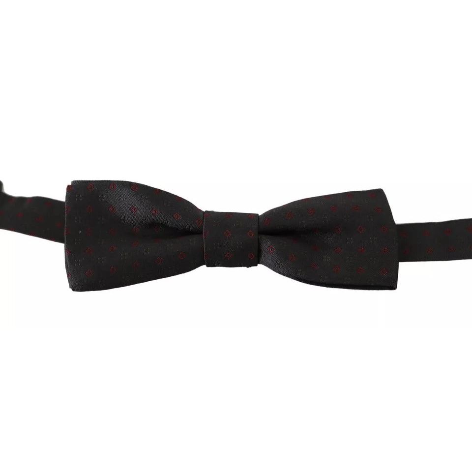 Dolce & Gabbana Gray Dotted Silk Adjustable Neck Bow Tie FT2048
