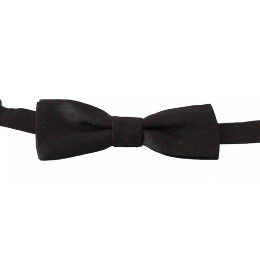Dolce & Gabbana Gray Dotted Silk Adjustable Neck Bow Tie FT2048