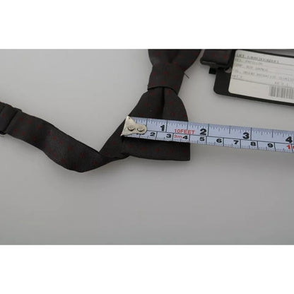 Dolce & Gabbana Gray Dotted Silk Adjustable Neck Bow Tie