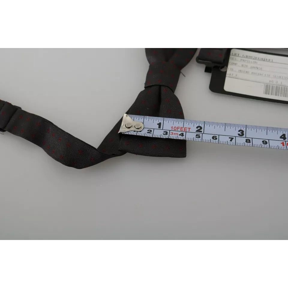 Dolce & Gabbana Gray Dotted Silk Adjustable Neck Bow Tie FT2048
