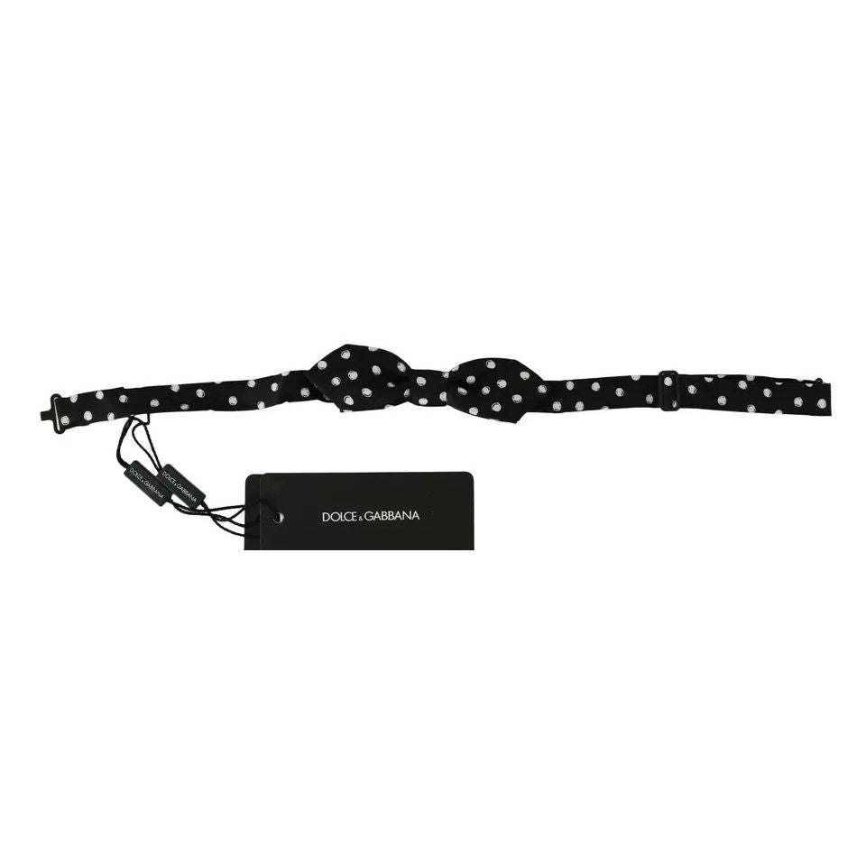 Dolce & Gabbana Black Polka Dots Adjustable Neck Bow Tie