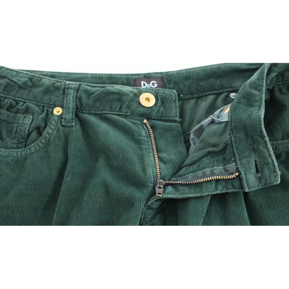 Dolce & Gabbana Green Cotton Corduroys SLIMMY Fit D&G Pants